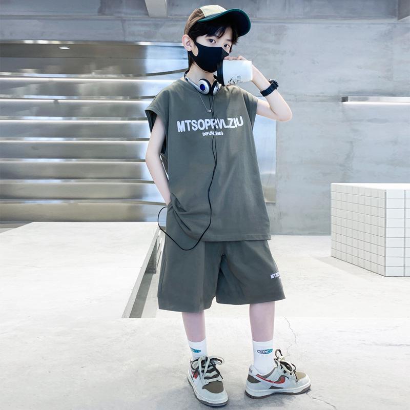 

Летний спортивный комплект без рукавов для мальчиков 2025 - Стильная мода для детей среднего и старшего возраста 170cm