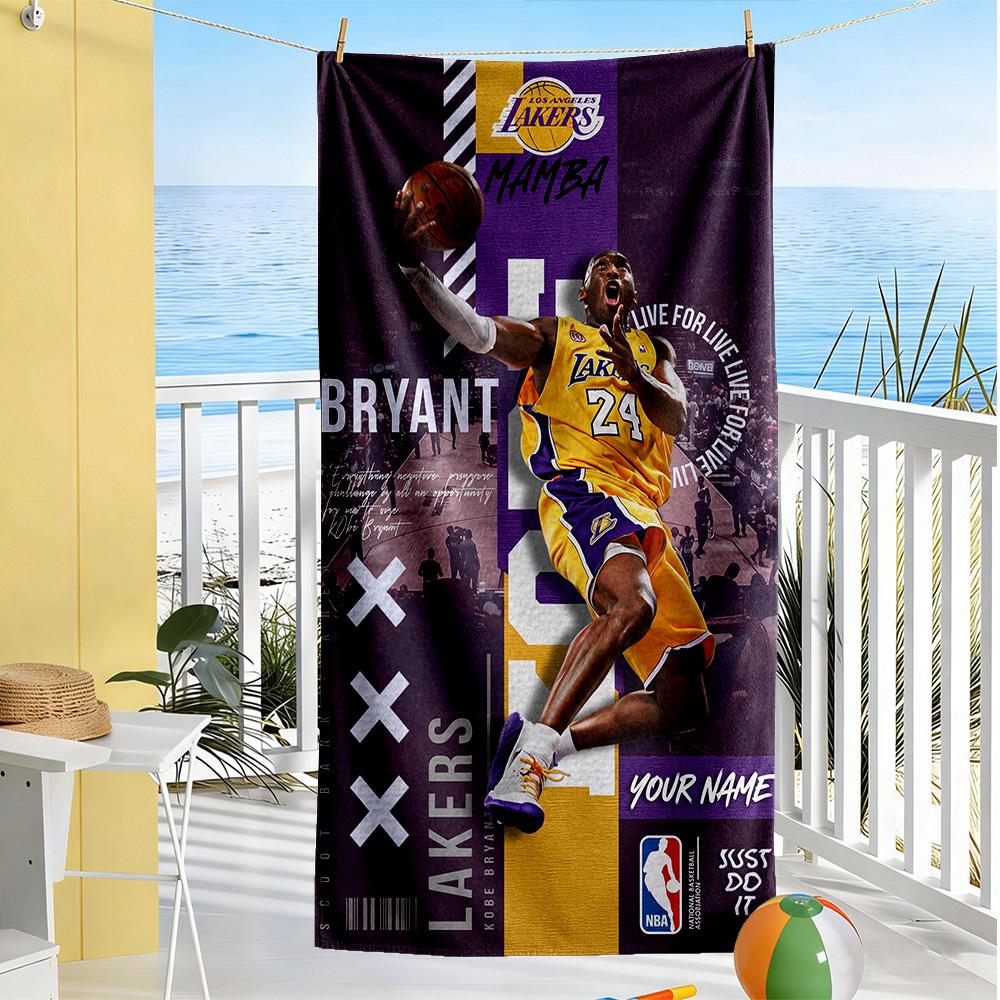 Kobe Customize Text Beach Towel Quickdry Soft Microfiber For Beach Bathroom Outdoor Swimming Pool Camping Picnic Yoga Diving Vacation Accessories
