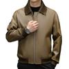 Spring and Autumn new first-layer sheepskin leather leather jacket men's middle-aged collar removable leather jacket casual jacket