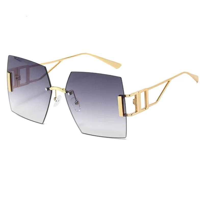 Fashion Retro Slice Rimless Sunglasses For Women Men Luxury Design Ladies Summer Beach Driving Traveling Metal Sun Glasses 2025