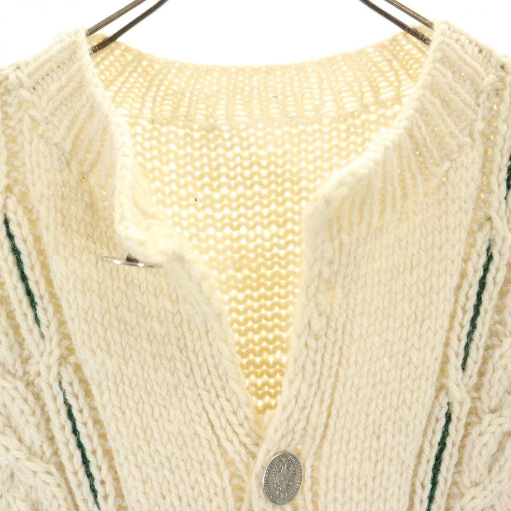 OLD 80s 90s Long Sleeve Cable Knit Cardigan Ivory System Men's Used