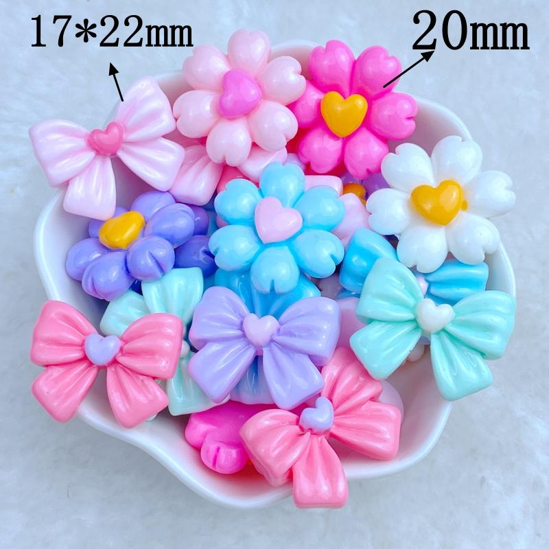 20Pcs New Cute Resin Mini Bowknot Flower Flat Back Fit Phone Deco Parts Embellishments For Hair Bows Accessories