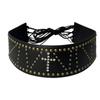 Wide Leather Waist Belt Vintage Women's Dress Belt Retro Cross Rivet Belt  Streetwear