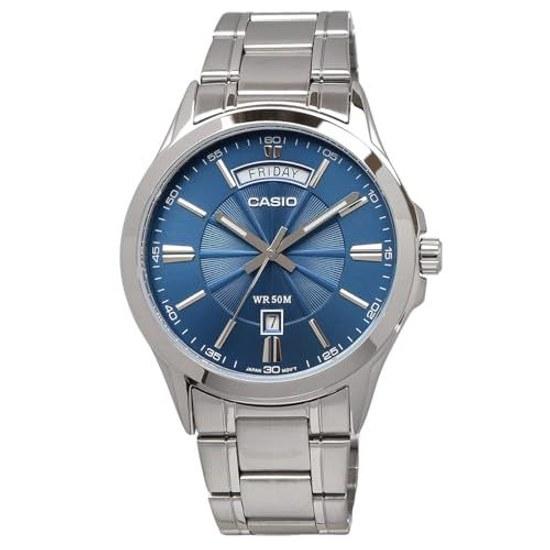 Reloj Analógico de Cuarzo para Hombre CASIO MTP-1381D-2AV Correa de Metal Azul Plateado Modelo de Ultramar