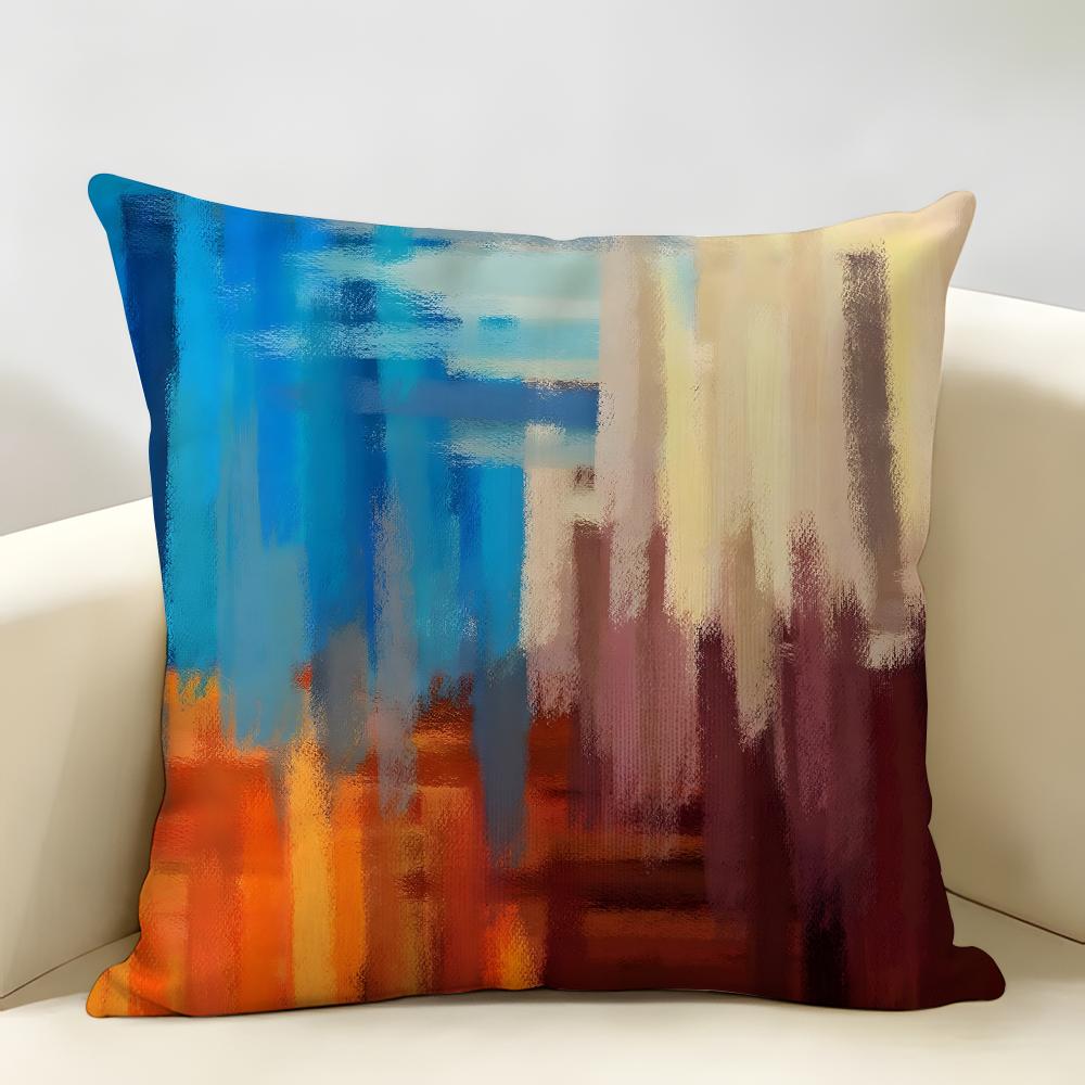 Modern Brushstroke Grunge Paint Pattern Cushion Cover Natural Linen Organic Fabric Printing Breathable Perfect For Home Decor
