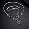 Vnox Liquid Lava Shaped Cross Necklaces for Men Women, Gothic Hiphop Cuban Chain Collar,Black Dark Cross Pendant Jewelry
