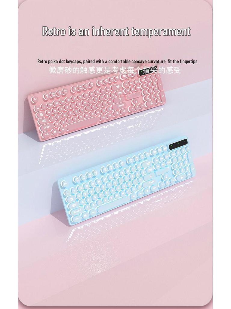 Punk Wired Mechanical Keyboard & Mouse Set with Color-Block Design, Backlit Keys, High Aesthetic, and Enhanced Tactile Feel for Office and Gaming Use