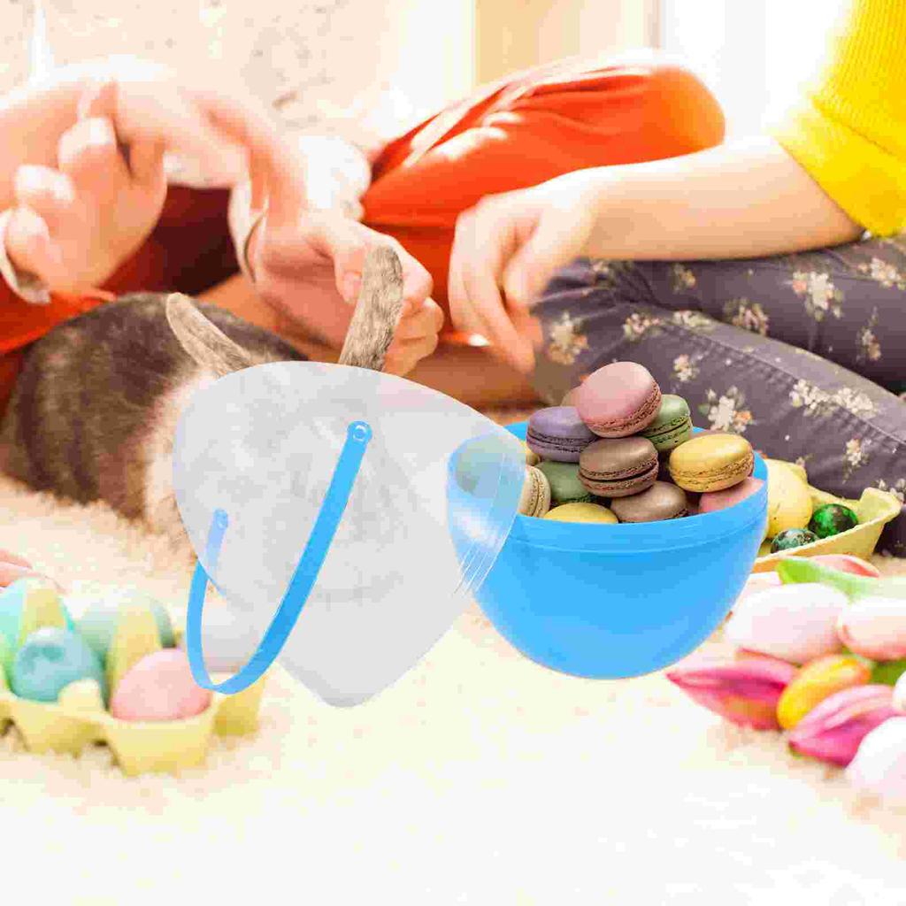 25 cm Duże Wielokolorowe Plastikowe Wypełniane Jajko Wielkanocne Z Uchwytem Skręcany Pojemnik Na Dekoracje Imprezowe DIY WIELKANOC