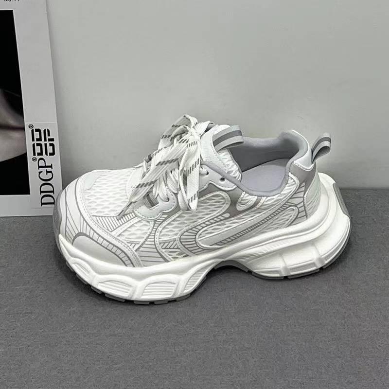 European Goods Popular Locomotive Fried Street Dad Shoes 2025 Spring and Summer New Muffin Thick-soled Lace-up Versatile Casual Sports Shoes