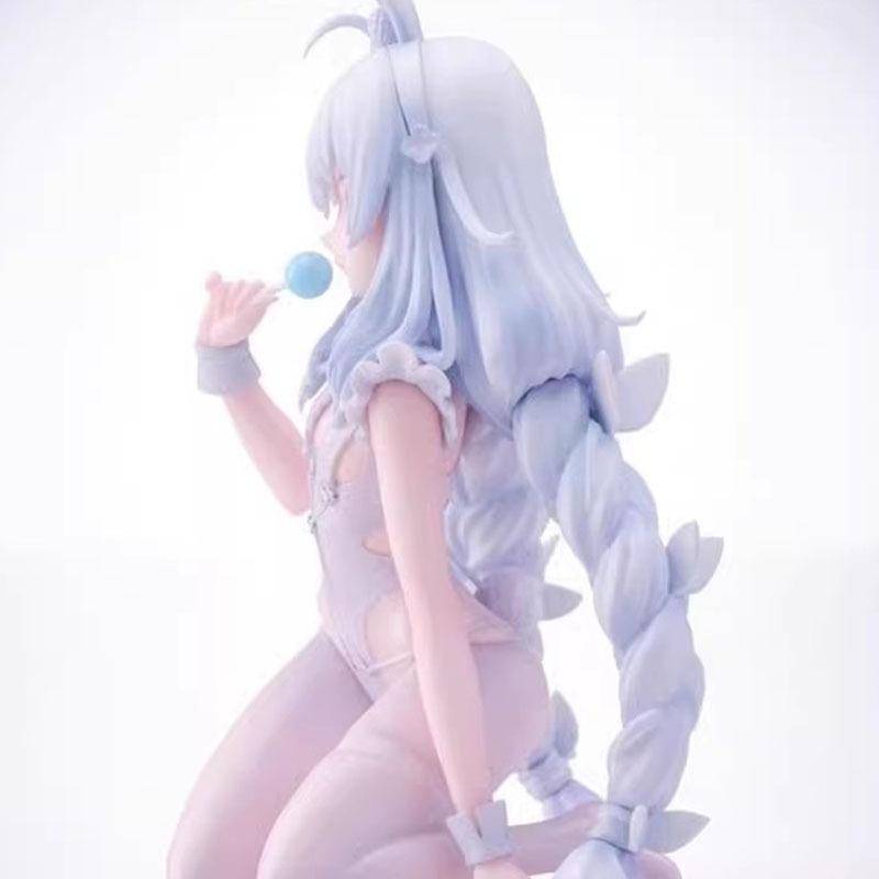 Bi Lan, kneeling posture, hand-made lazy white rabbit, 15cm