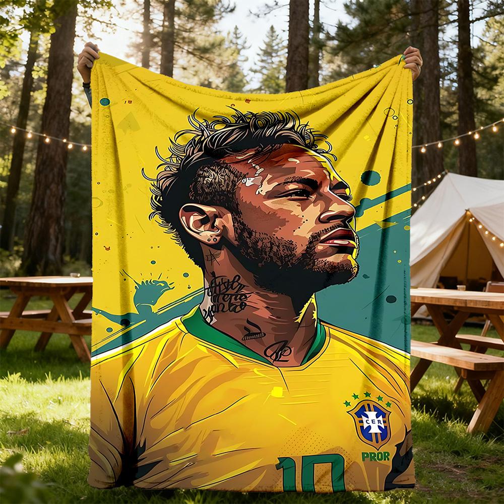 1PC Soccer Star Outdoor Blanket Lightweight Flannel, Soft & Warm, All-Season Use for Sofa, Outdoor, Camping, Living Room, Office81