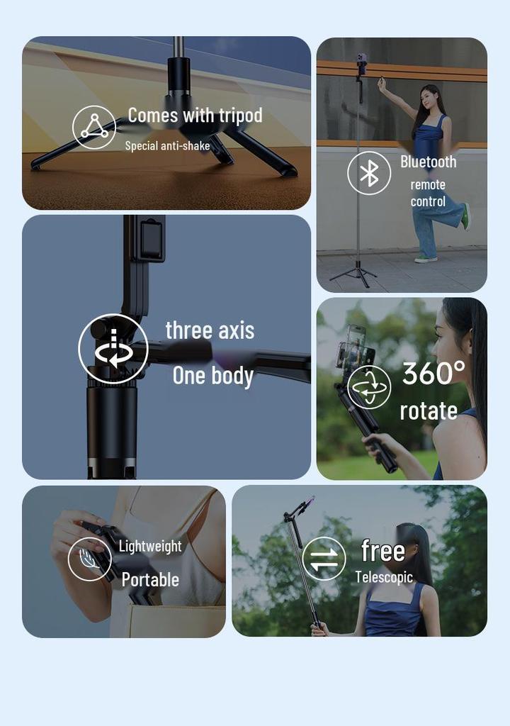 Popular Bluetooth Selfie Stick Tripod with 360° Rotation & Remote Control for Stable Video