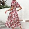 Summer New Holiday Sweet Pastoral V-neck Floral Print Dress