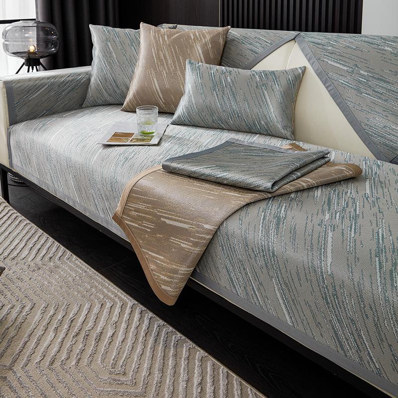 

Легкая роскошная подушка для дивана из ледяного шелка, летний летний коврик, простой современный высококачественный нескользящий кожаный чехол для дивана 70*70cm