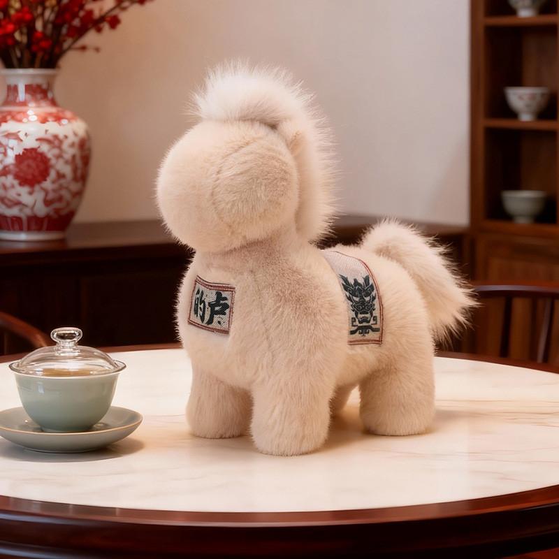 Chinesisches Sternzeichen Pferd Plüschtier aus kurzem Plüschmaterial für Neujahrsfeiern und Firmengeschenke