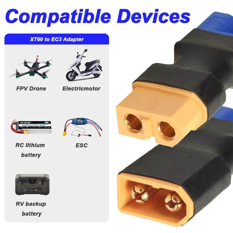 Confezione da 6 Adattatori Connettori XT60 EC5 Senza Saldatura per Droni FPV Modelli