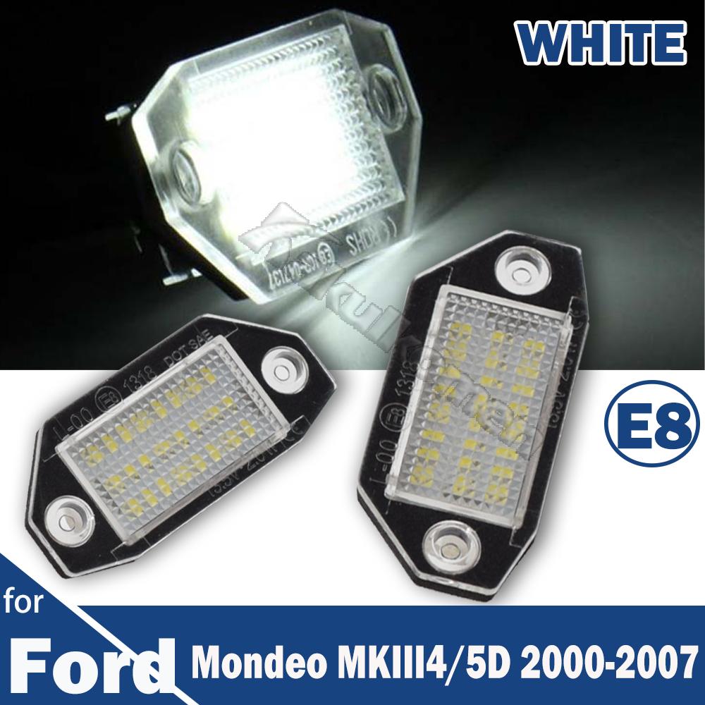 LED License Number plate light For Ford Mondeo MK3 2000-2007 4D/5D 6000K 13.5V White license plate Lamp Light Car Accessories
