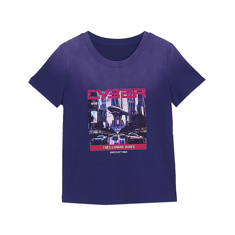 

Tuogu Trend Women s Summer Distressed Slim Fit Printed Short Sleeve T-Shirt Small