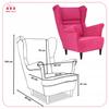 Zoja Scandinavian Family Furniture Wing Chair Fuchsia Magenta Pink Comfortable