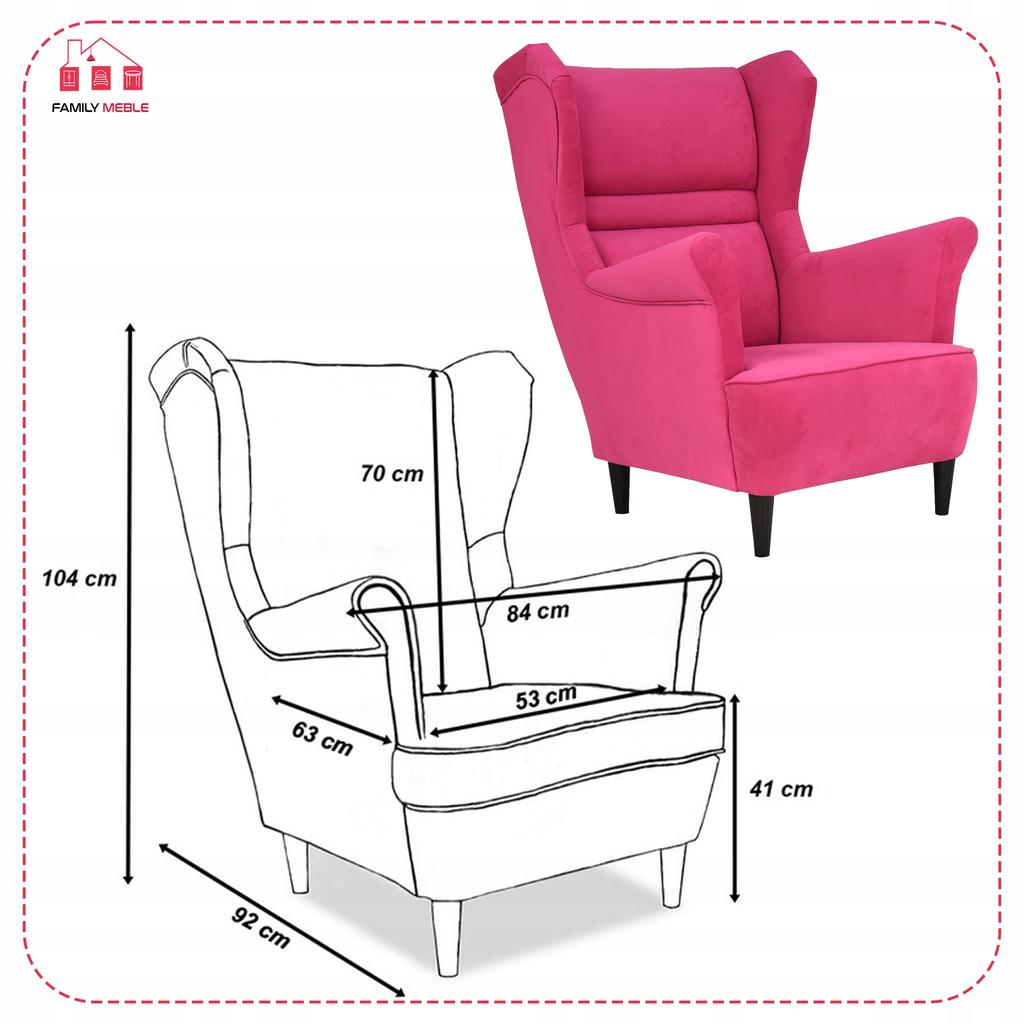Zoja Scandinavian Family Furniture Wing Chair Fuchsia Magenta Pink Comfortable
