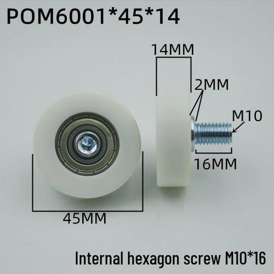 626 Rubber-Coated Nylon Roller with Shaft, 608 Bearing Pulley Wheel Guide