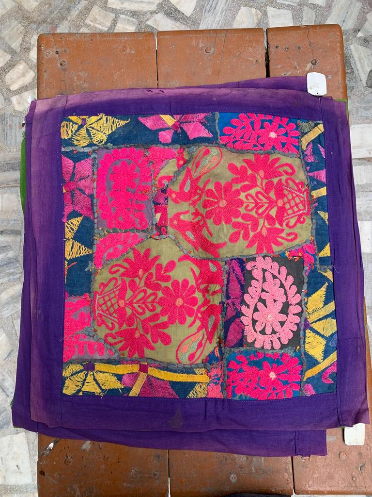 Hand Embroidered Cotton Pillow Cover: Bohemian Decorative Cushion 40