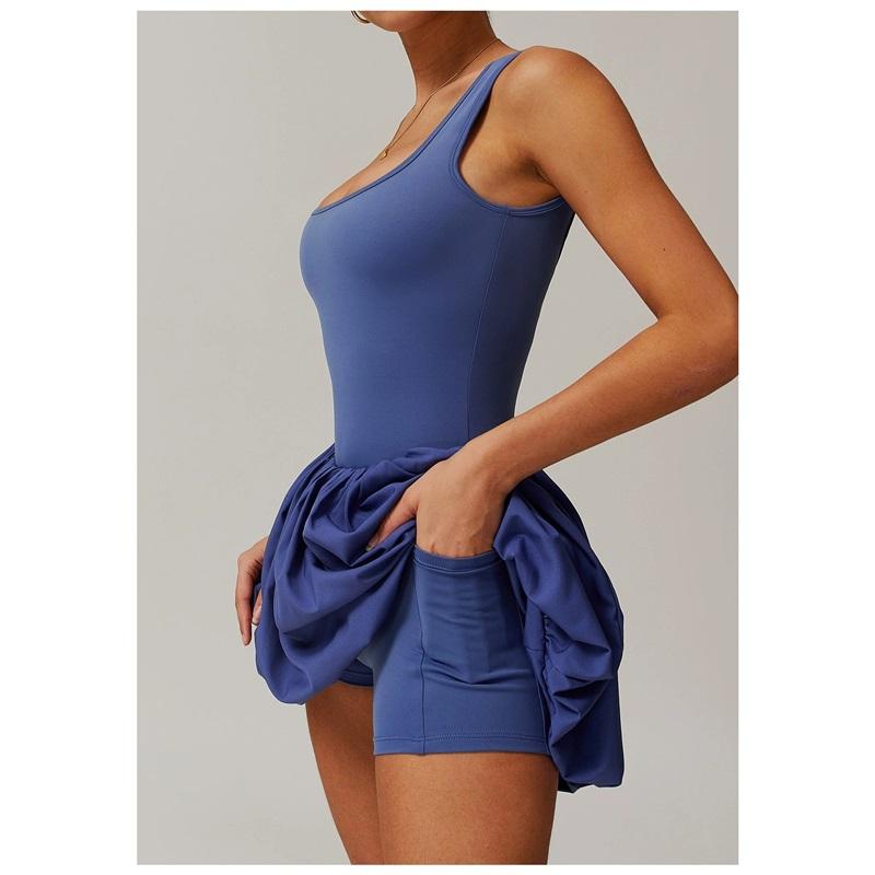 Damska sukienka sportowa zapobiegająca ekspozycji sukienka do biegania outdoorowa siłownia spódniczka tenisowa z kieszeniami sukienka baseballowa