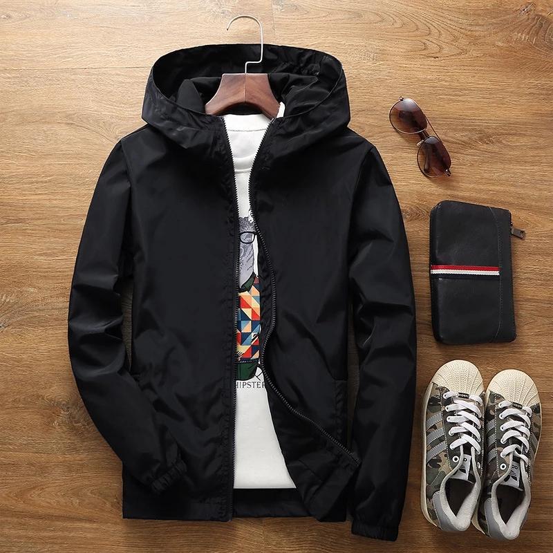 Men's Casual Coat Spring Autumn Bomber Jacket Hooded Windbreaker Sport Running Jackets Men