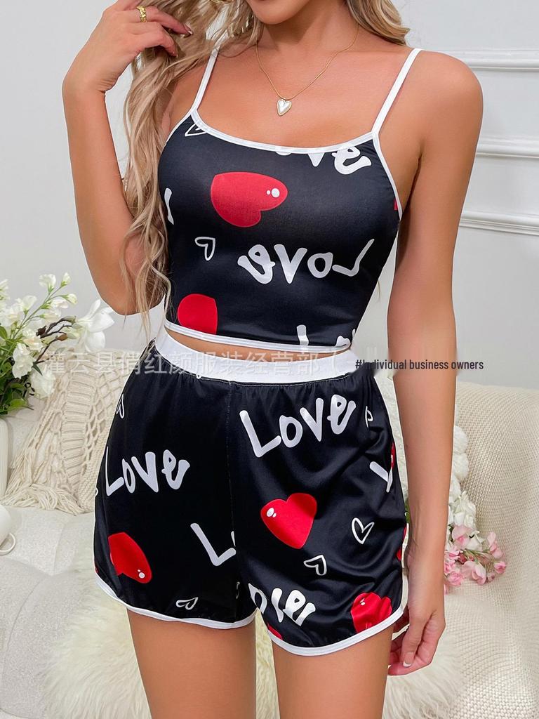 European & American Sexy Lingerie Set with Suspender and Ruffle Edges