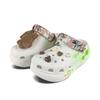 Crocs Crush Clog EVA Lime Decorative Buckle Hand Painted Graffiti Casual Fashion Versatile Hole Shoes Unisex White