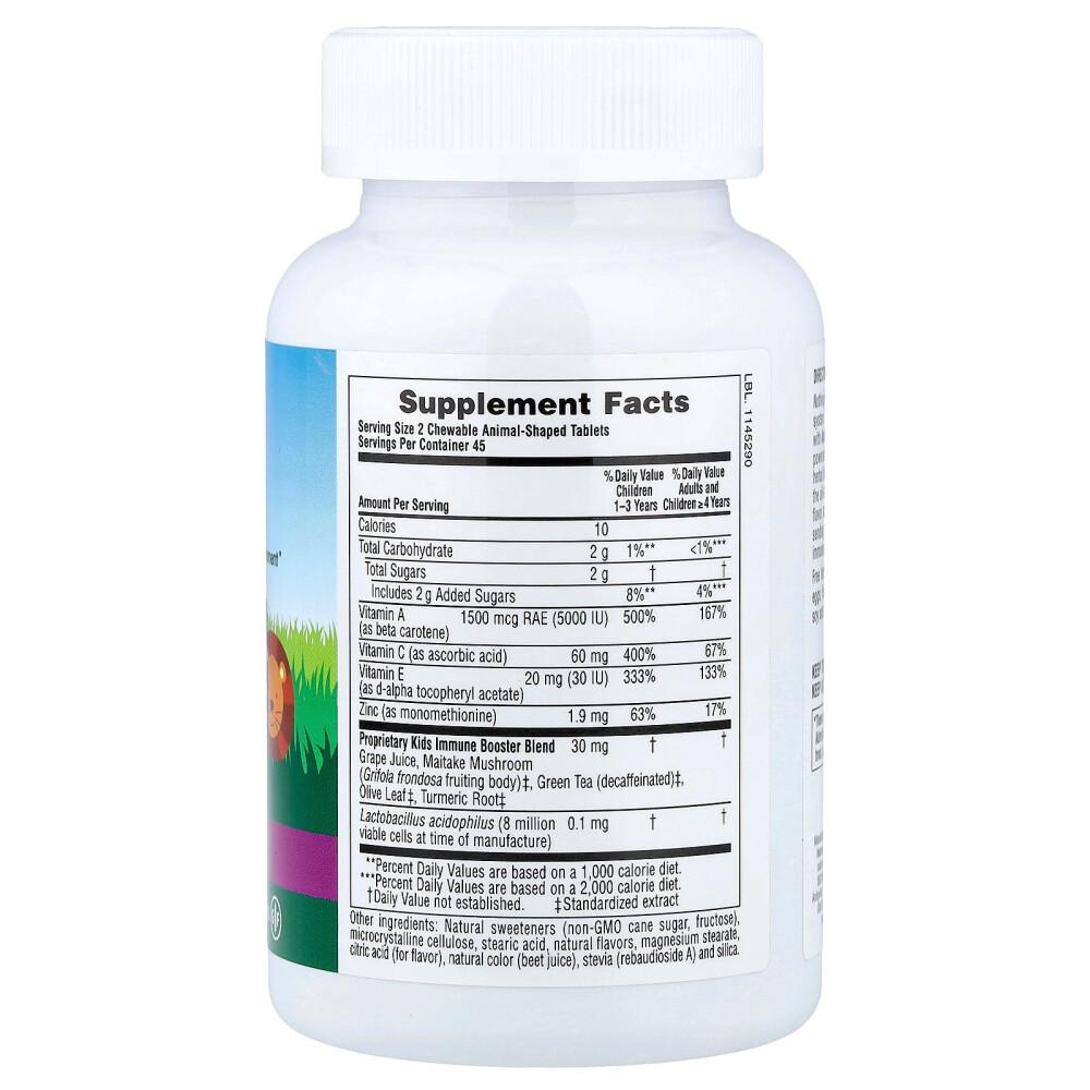 Nature's Plus Source of Life Animal Parade Children's Immune Booster Tropical Berry Flavor 90 Chewables