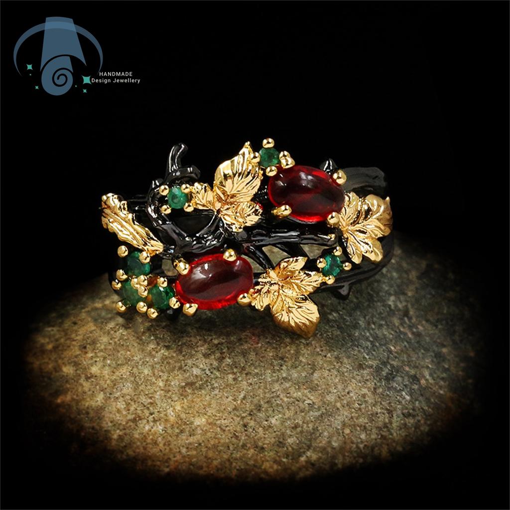 Fashion Ring For Women Colorful Floral Angel Pattern Two Tone Adjustable Crystal Jewelry Gift For Her Daily Wear Boho Chic