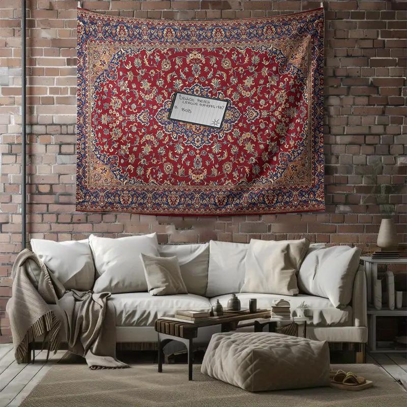 Vintage Persian Rug Tapestry Wall Hanging Bohemian Home Decor Room Divider Wall Art Textile Large Area Rug Throw