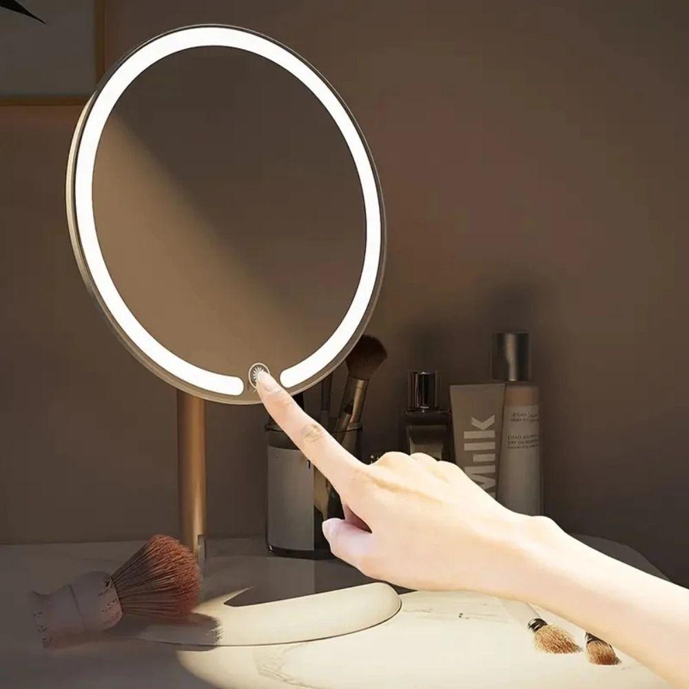 Adjustable LED Makeup Mirror Rotation Lighted Desktop Mirrors Vanity Mirror with Lights  Toilet