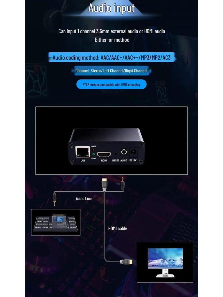 HD Video Enkodér a Záznamník: SRT/RTMP Streaming s H.265 pro LAN Živé vysílání