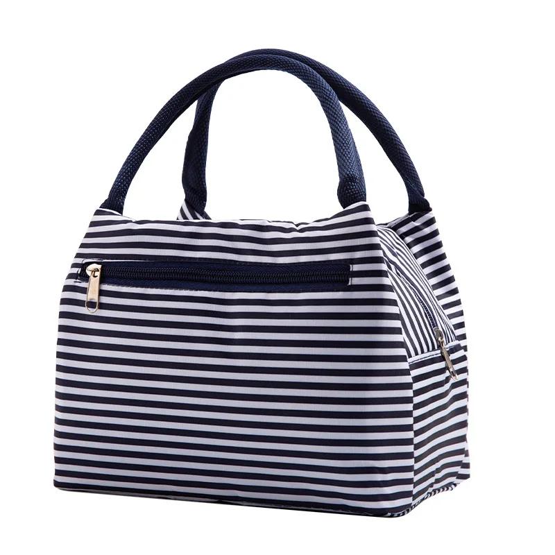 

Портативная Изолированная Сумка для Ланча Работа Школа Милая Девочки Повседневная Мультяшная Животная Полосатая Водонепроницаемая Холщовая Изолированная Сумка для Ланча