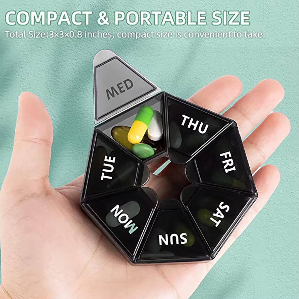 2/4Pcs 7 Days Pill Storage Box Mini Travel Portable Medicines Dispenser Box Multifunction Plastic Seven Compartment Sealer Box