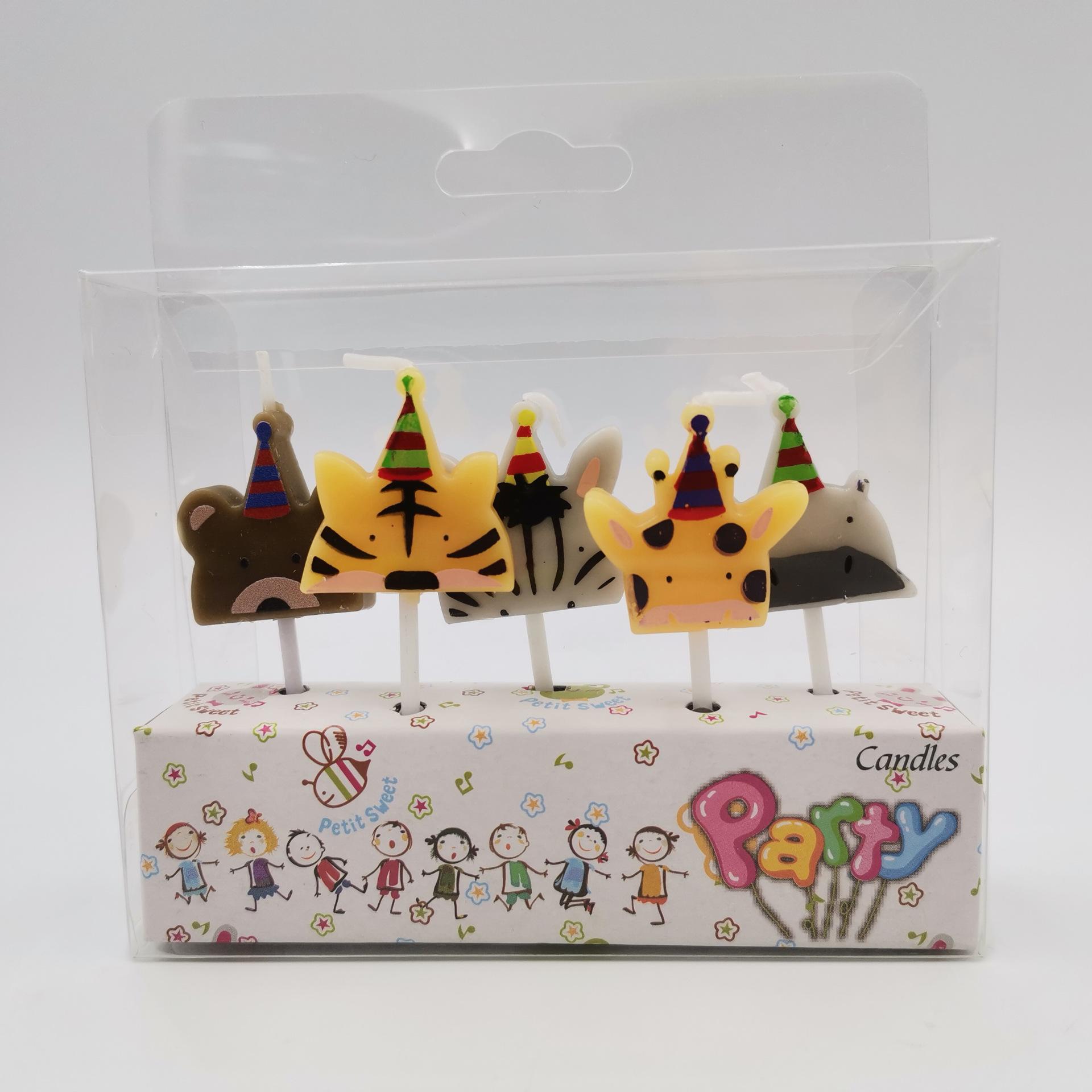 

Cute Cartoon Flat Animal Shape Birthday Candles Children s Cake Birthday Party Decorative Candles Top Hat Animal Combination