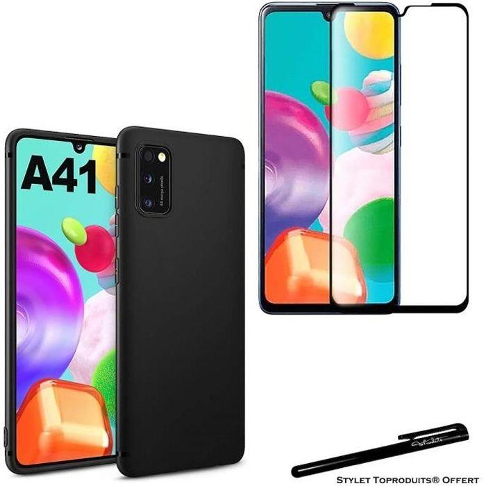 Coque de protection - Toproduits® - Galaxy A41 - Verre trempé - Souple - Bords noirs courbés