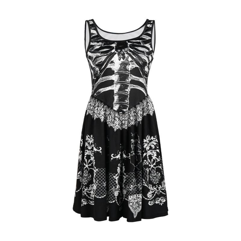 Printed Adult Sleeveless Dress Halloween Bash Cosplay Costume