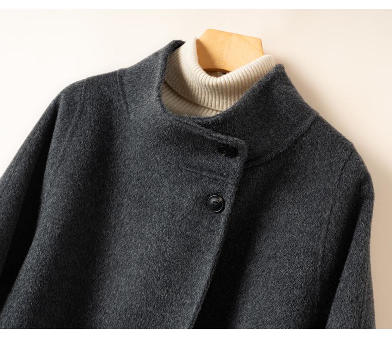 2025 A/W Stand Collar Double-Sided Cashmere Short Wool Coat - Women's Loose Korean Style, Elegant