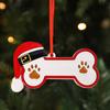 Memorial Pendant Resin Christmas Ornament, Cute Cat Paw/Bone Shaped Xmas Tree Hanging Decoration Custom Dog with Santa Hat for Tree, Car Rearview