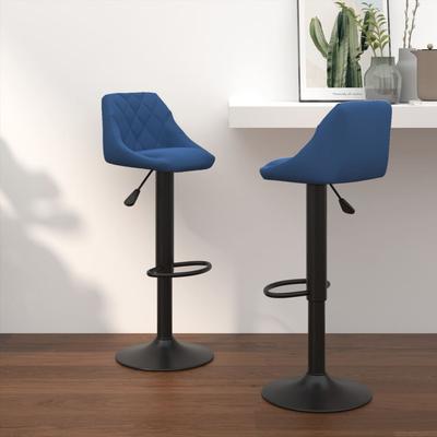 Vidaxl Bar Stools, 2 Pcs, Blue, Upholstered with Velvet