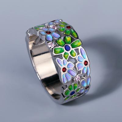 Women's  Elegant Colored Flower Ring Handmade Enamel Ring Bohemian Style Attending Party Elegant  for Women
