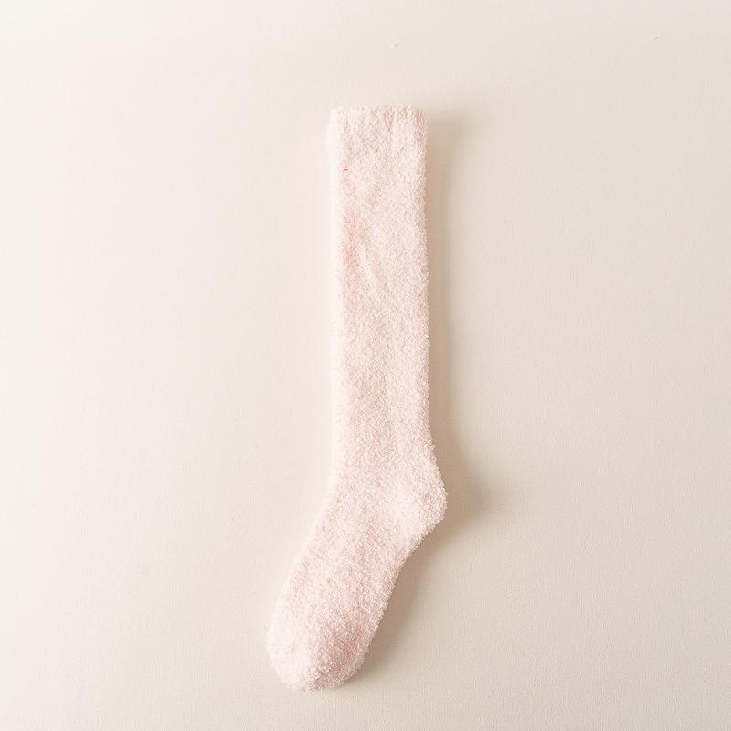 Female Autumn and Winter Add Velvet and Thick Home Floor Sleeping Month Son Warm Long Leg Socks
