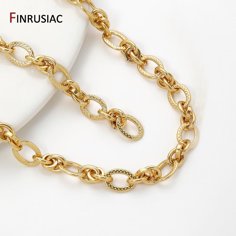 18K Gold Plated Brass Oval Link Chains for Jewelry Accessories,Thick Rolo Cable Bulk Chains for DIY Necklace Making Supplies