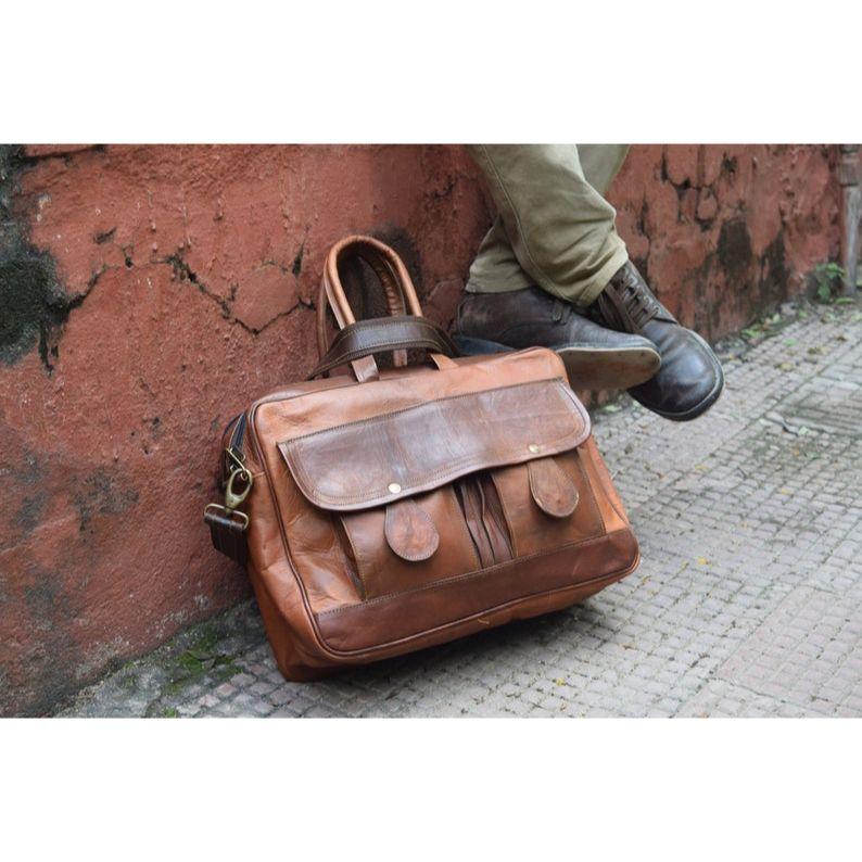 

Кожаная сумка-мессенджер: Портфель ручной работы из коричневой кожи 15 x 11 x 4 in