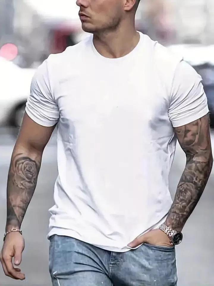Mens Modal Short Sleeve Solid Color T-shirt Casual Classic Shirt Top