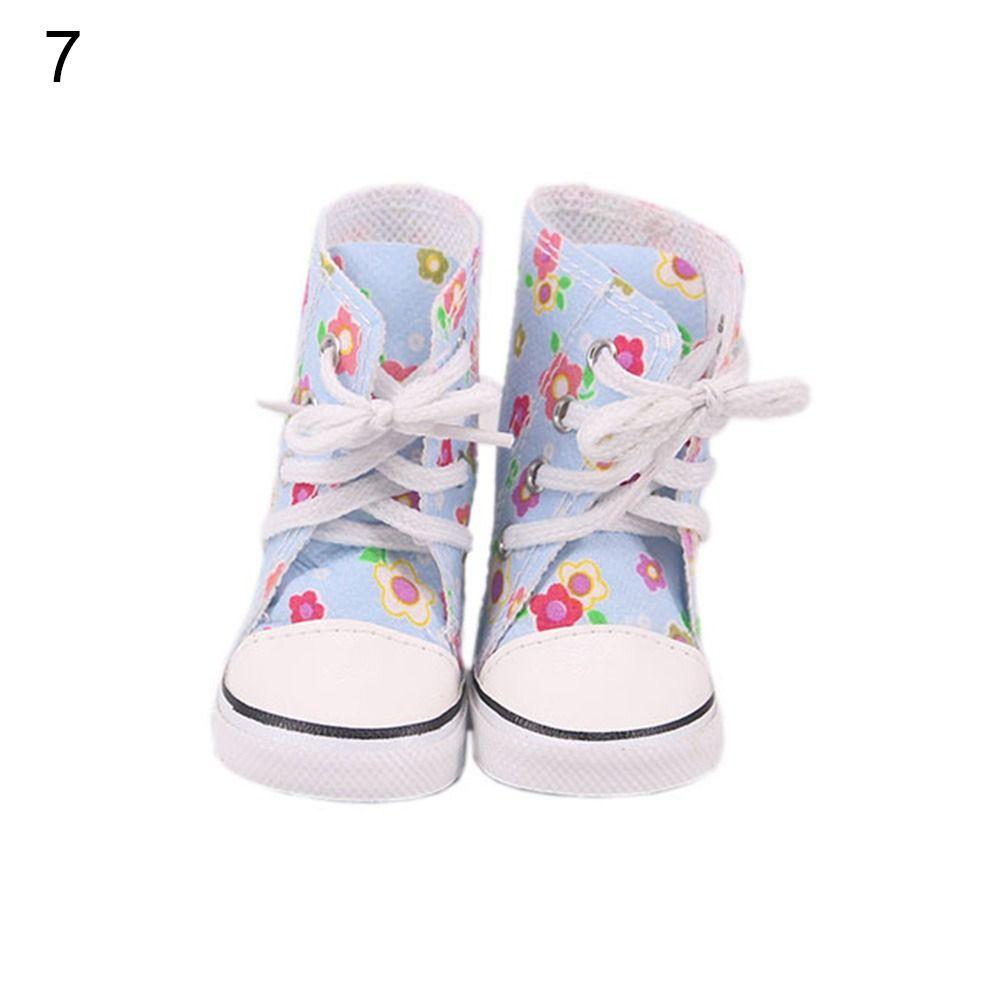 DIY Russia For 43cm Baby 7cm American Doll Shoes Flowers Sneakers Boots 18Inch Doll Canvas Shoes