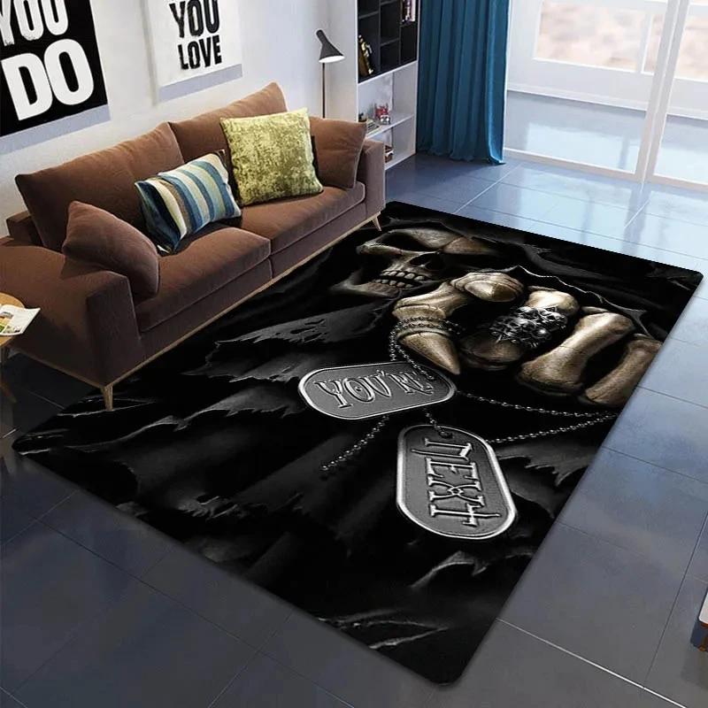 Dywan z nadrukiem płomiennej czaszki Dekoracja domu nastolatka Dywany do salonu Dywan do sypialni Kuchnia Mata podłogowa antypoślizgowa do łazienki Wycieraczka do przedpokoju